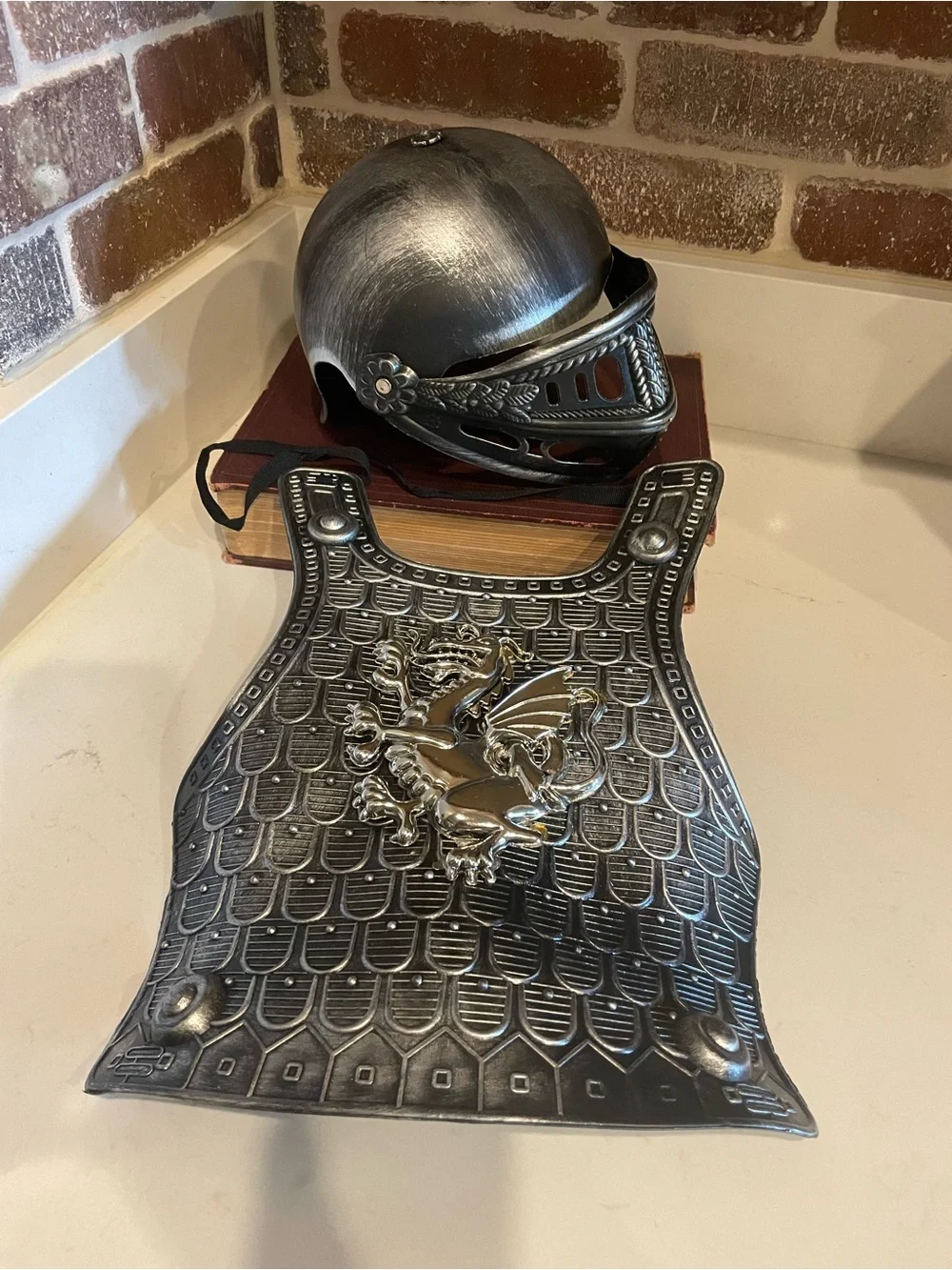 Kids Halloween Silver Dragon Chest Plate Armor